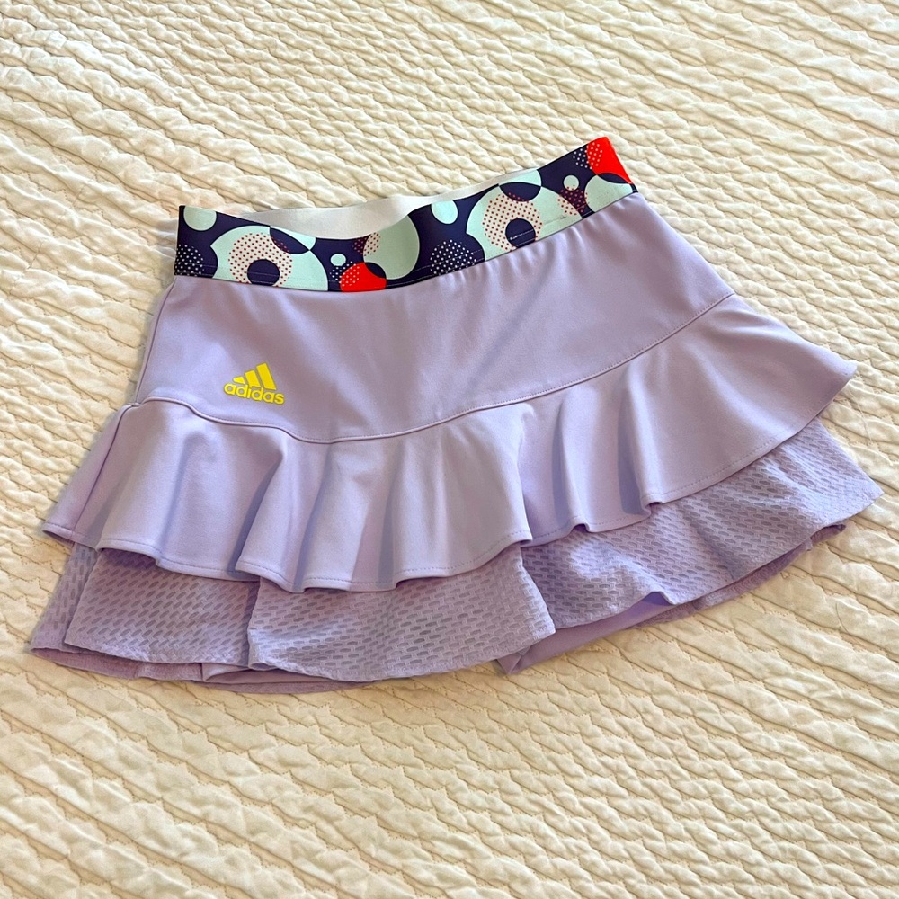 Adidas, Girls’ Purple Ruffle Tennis Skirt/Skort, Size Small